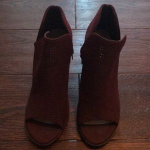 Maroon peep toe heels